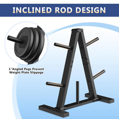 Weight Plate Rack, Weight Tree, 1-Inch Home Gym Storage Stand, Holds 300 lbs