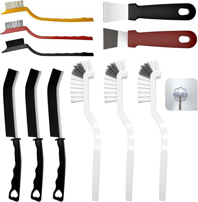 12Pcs Crevice Cleaning Brush Set, Hard Bristle Small Cleaning Brushes