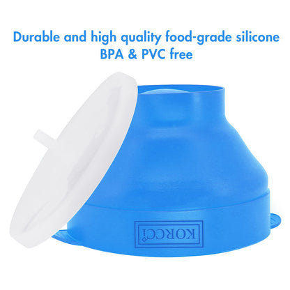 The Original Korcci Microwaveable Silicone Popcorn Popper, Microwave Popcorn Popper, Collapsible Microwave Popcorn Maker Bowl, No Oil Required, Use In Microwave, Dishwasher Safe (Blue)
