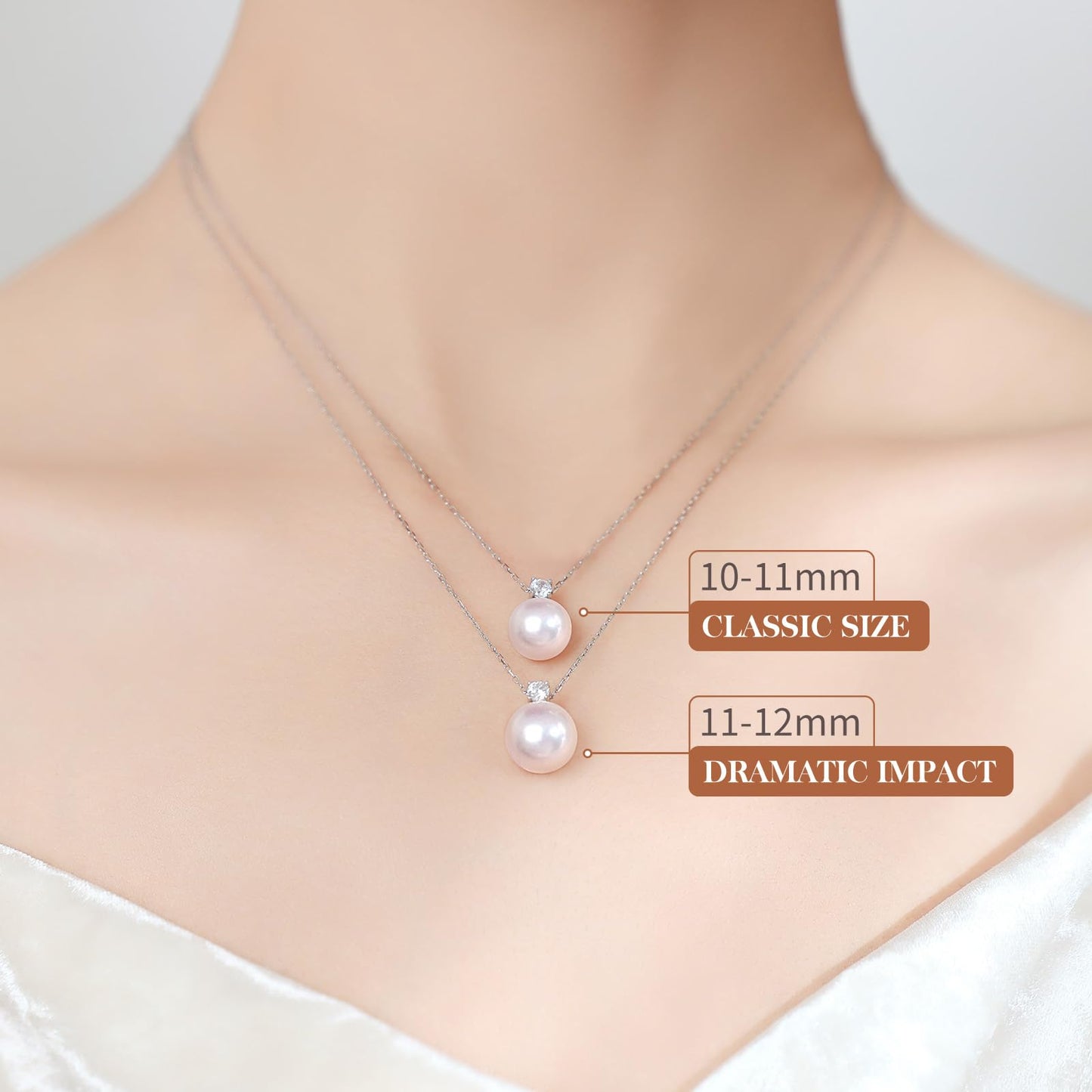 Orapearl Freshwater Pearl Pendant Necklace AAAA 10-11mm Elegant Jewelry Gift for Wife Mom Girlfriend Her Women with 925 Sterling Silver Chain June Birthstone for Anniversary Birthday Wedding