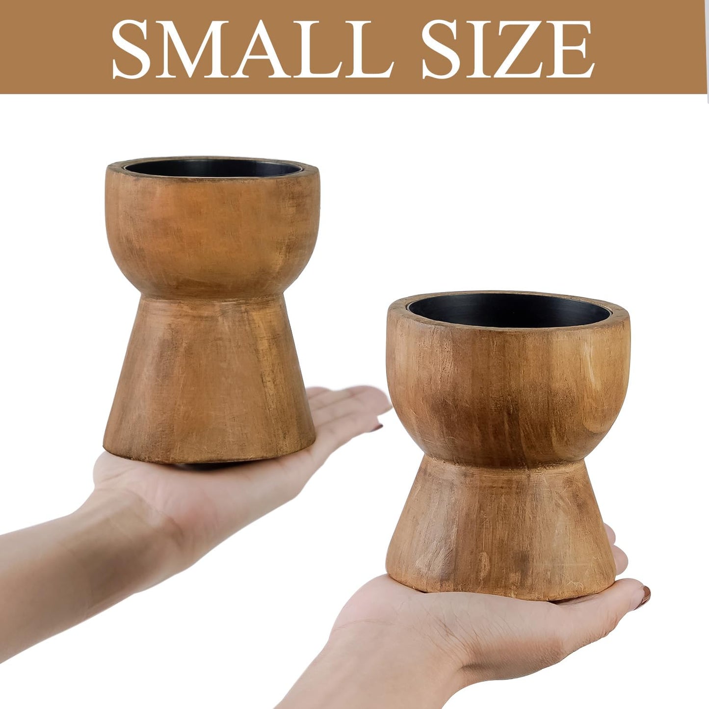 NIKKY HOME Farmhouse Wooden Pillar Candle Holders Set of 2, Mantel Decor