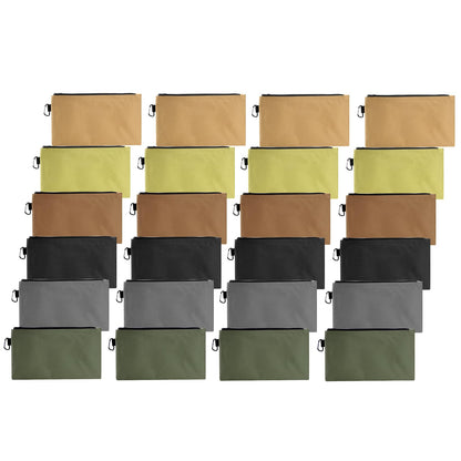24 Pack Premium Tool Pouch Zipper Bag Premium Tool Pouch 600D Oxford Small Tool Bags with Carabiner Metal Zipper for Tools,Stationary, Pencil Pouch Craft Supplies,Electronics(12.6 inches x 7 inches)