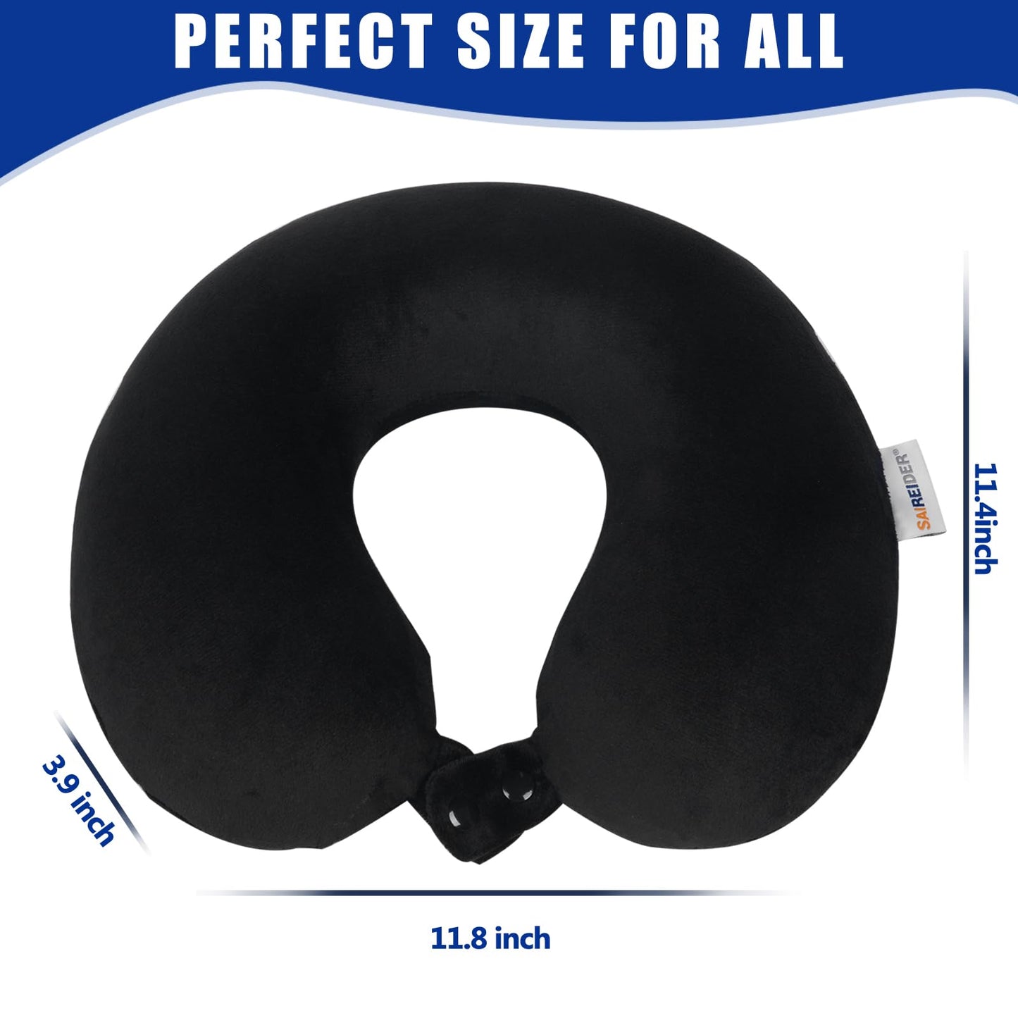 SAIREIDER Neck Pillows for Travel-Head Neck Support Travel Pillow for Traveling, Car, Home, Office Adjustable(Navy Blue)
