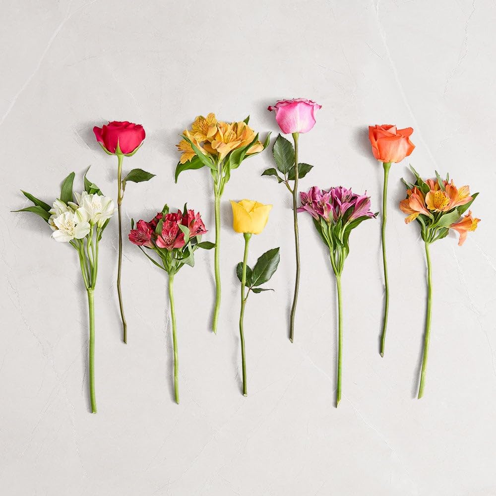 1800 Flowers – Assorted Bright Roses & Peruvian Lilies Double Bouquet (Bouquet Only) | Fresh Cut Spring Flowers for Delivery | Gift for Mother's Day, Anniversary, Sympathy, and Special Occasions