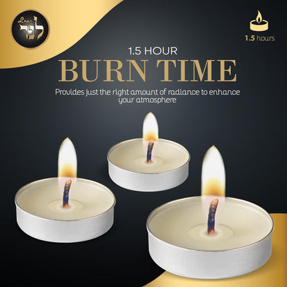 L’ner 1.5 Hour MINI Tealight Candles, 200 Pack – Smokeless & Dripless Unscented Tea Lights, Plant-Based Wax, Lead-Free Cotton Wick – Premium Quality Tea Lights for Shabbat, Memorial, Home, Weddings