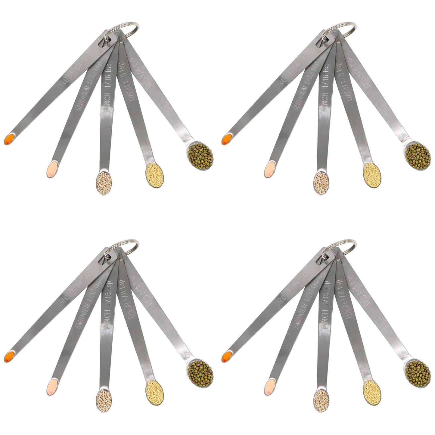 BERYLER 4Pack Mini Measuring Spoons Set, Heavy Duty Stainless Steel Teaspoon for Cooking and Baking, Suitable for Small Amount of Dry or Liquid Ingredients and Spices