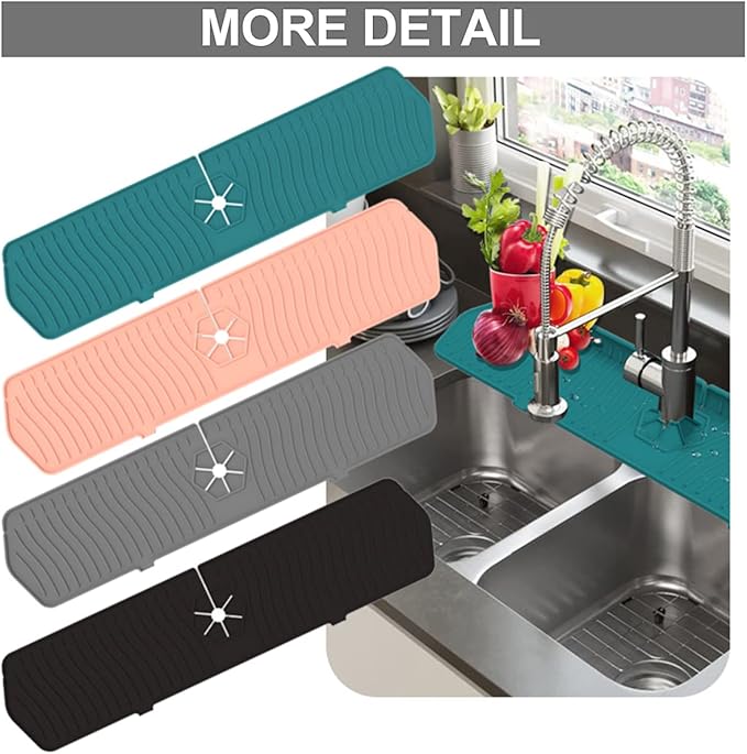 Kitchen Faucet Sink Splash Guard, Sink Draining Pad Behind Faucet, Rubber