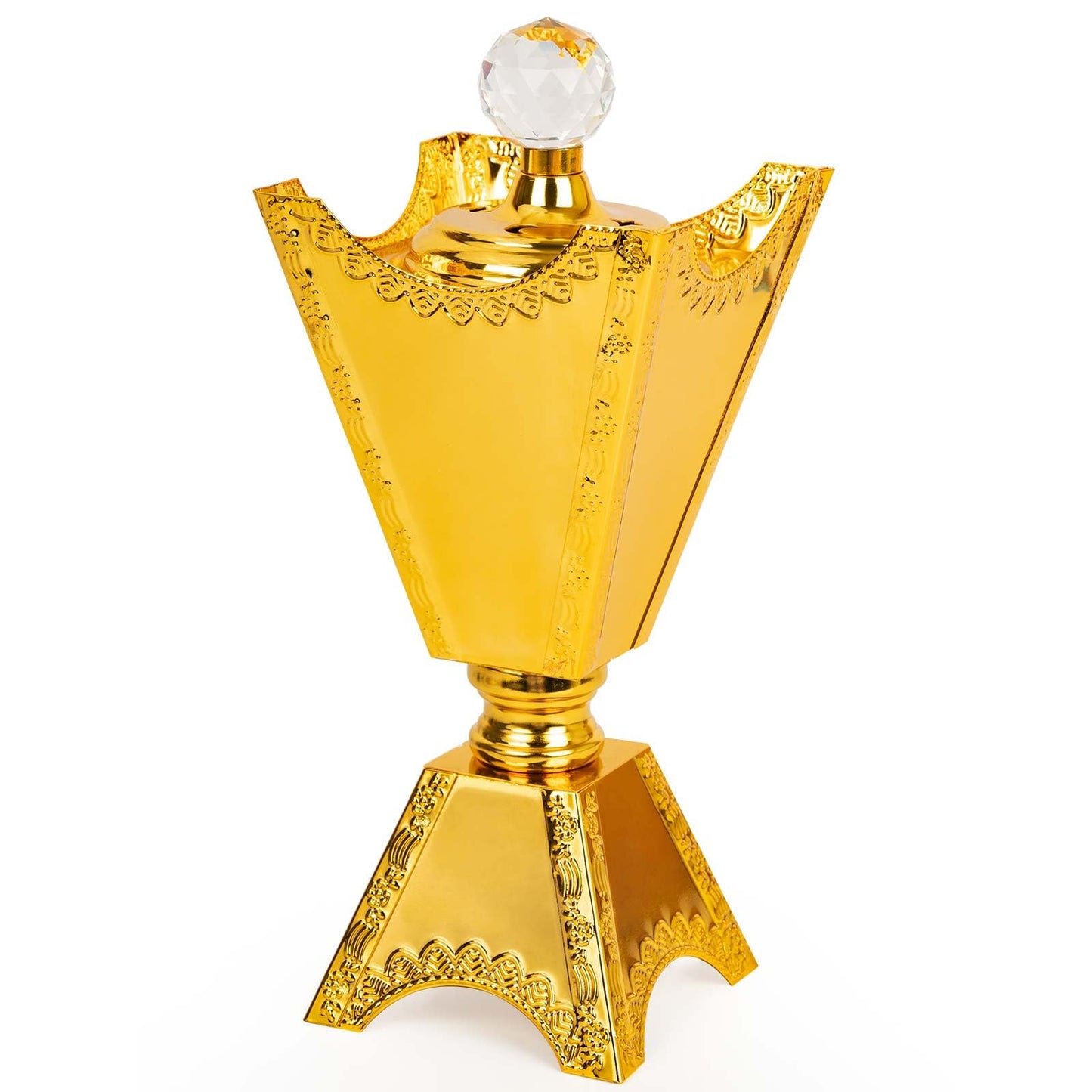 Large Gold Incense Burner Holder, Bakhoor Frankincense Charcoal Censer Resin Stand, Ideal for Aromatherapy Yoga Spa, Home Christian Church Decor 9.43" (Gold Burner)