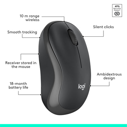 Logitech MK295 Silent Wireless Mouse & Keyboard Combo with SilentTouch Technology, Full Numpad, Advanced Optical Tracking, Lag-Free Wireless, 90% Less Noise, QWERTY UK English Layout - Black