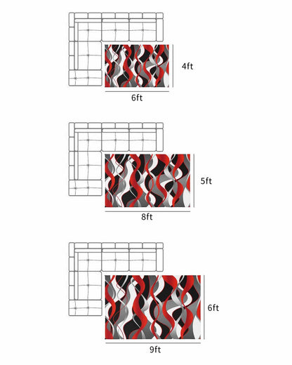 Outdoor Patio Rugs Red Black Lines Outdoor Area Rug Modern Abstract Stripes Non-Slip Backyard/Camping RV Rug/Deck/Porch Rug Front Door Floor Mat Carpet, 4x6ft