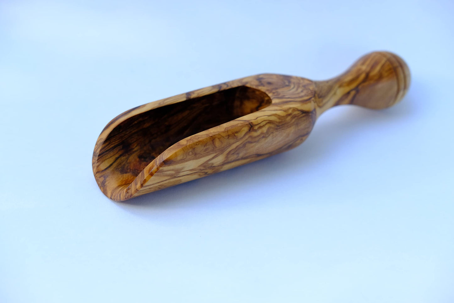 DYARI Olive Wood Scoop Bath Salt Spoon 7.5 Inches Long for Spices, Coffee Beans | Handcrafted Wooden Scoop Suitable for Sugar, Salt, Flour & More |