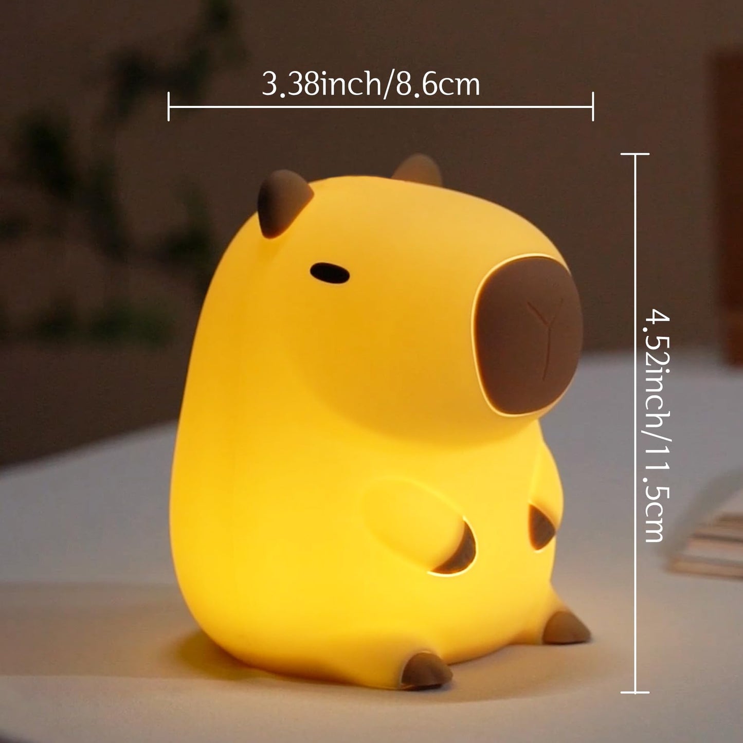 YuanDian Capybara Night Light - Adorable Gift for Women, Teen Girls, and Babies. Decorate Kids' Bedroom with Cute Silicone Capybara Nightlights - for Children and Toddlers