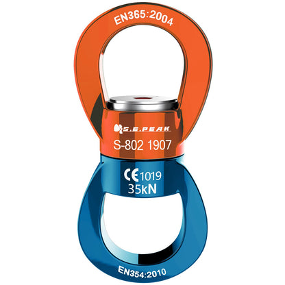 PROND Swing Swivel 35kN Safest Rotational Device, Swing Spinner, Carabiner Swivel, Climbing Rope Swivels for Children’s Web Tree Swing Setting, Aerial Dance, Hanging Hammock (Orange Blue)