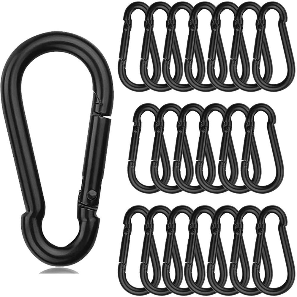 Acrux7 20 Pack 3.15 Inch Carabiner Clip Spring Snap Hook - Heavy Duty Quick Link Clip for Camping Hiking Traveling Outdoor Swing Gym