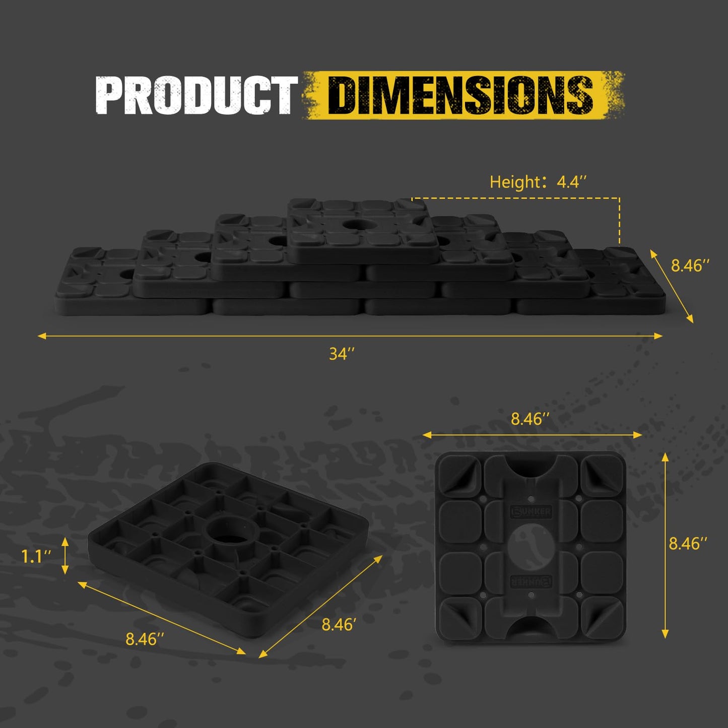 BUNKER INDUST RV Leveling Blocks/Stackable Jack Blocks, Interlocking Leveling Pads Wheels Stabilizer Blocks with Bag for Camper Trailer RVs, 10 Pack, Black