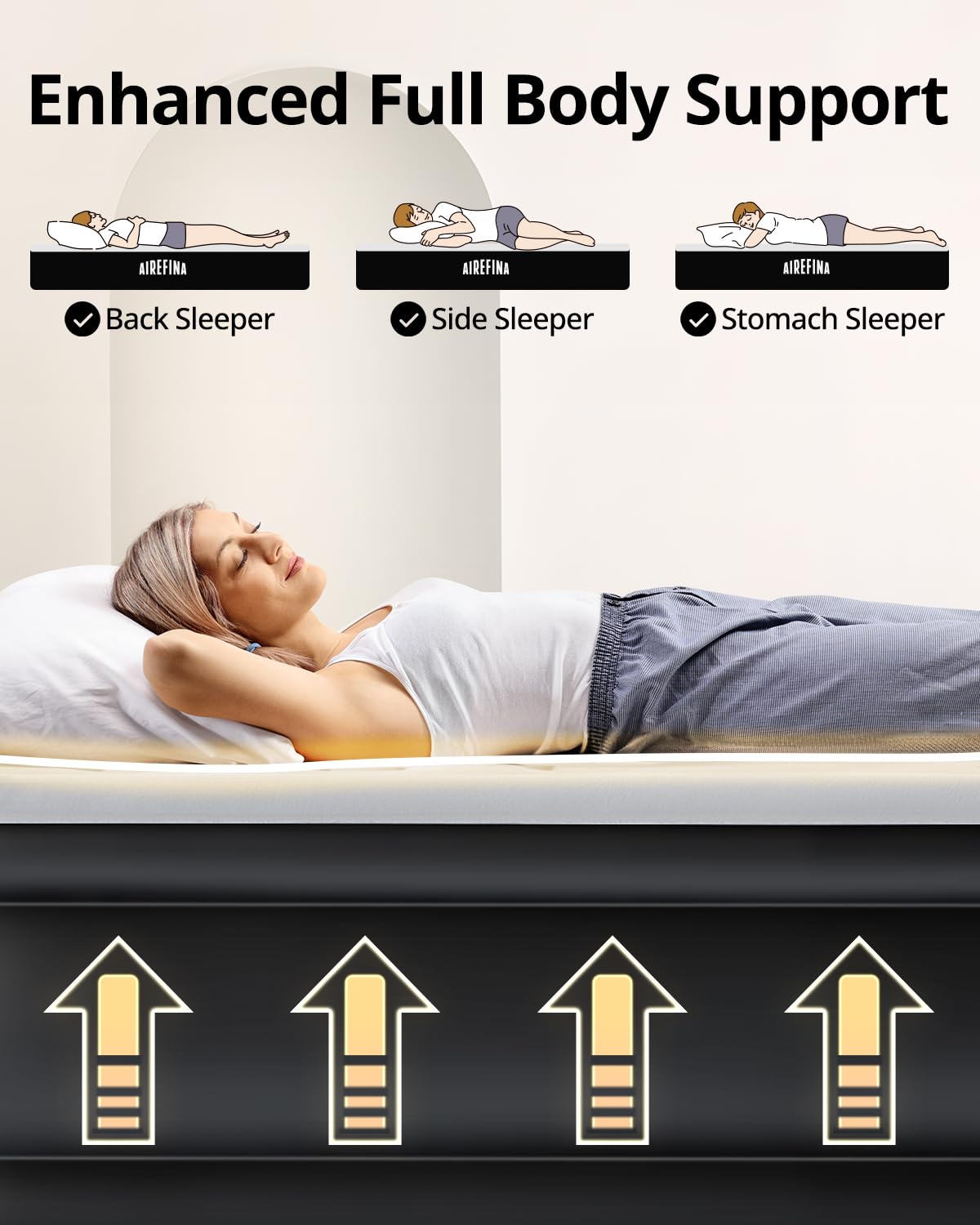 Airefina Air Mattress Single, Airbed with Built-in Electric Pump, Inflatable Mattress in 3 Mins Self-Inflation/Deflation, Inflatable Bed Flocked Surface Blow Up Bed for Home Camping Use, 190x99x46cm