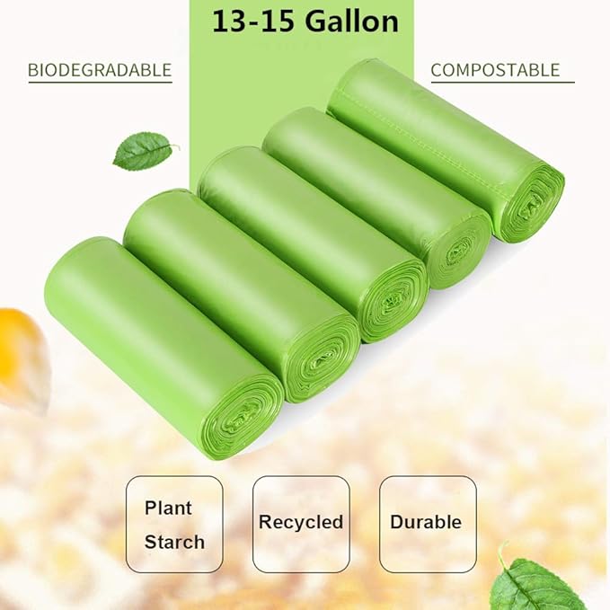 13-15 Gallon Trash Bags Plant Based Garbage Bags Recycling Unscented Tall
