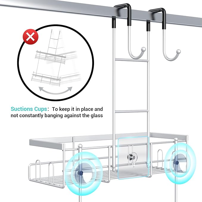 Over the Door Hanging Shower Caddy: Rustproof Hanging Organizer over the Door