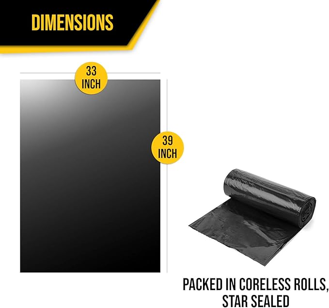 Aluf Plastics - COEX 3 Ply Garbage Bags, 33 Gallon, 1.5 Mil
