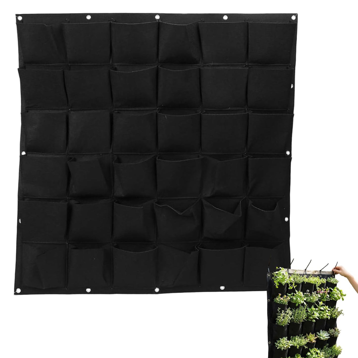 TaozisuY Vertical Garden Planter with 36 Pockets, Living Wall Planter for Indoor Outdoor Use, Thick Non-Woven Fabric Planting Bag (Black, 39.4"x39.4") Vertical