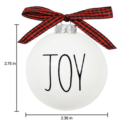 Christmas Ornaments - Set of 12 Shatterproof White Bulbs Adorned with Buffalo Plaid Bows - Rustic Farmhouse Christmas Tree Decorations for Xmas Tree Decor