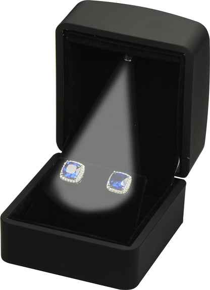 LAODA LED Earring Jewelry Gift Box for Wedding, Proposal, Birthday...Luxury LED Diamond Stud Earring Jewelry Gift Box with Light for Women for Men (Black Earring Box)