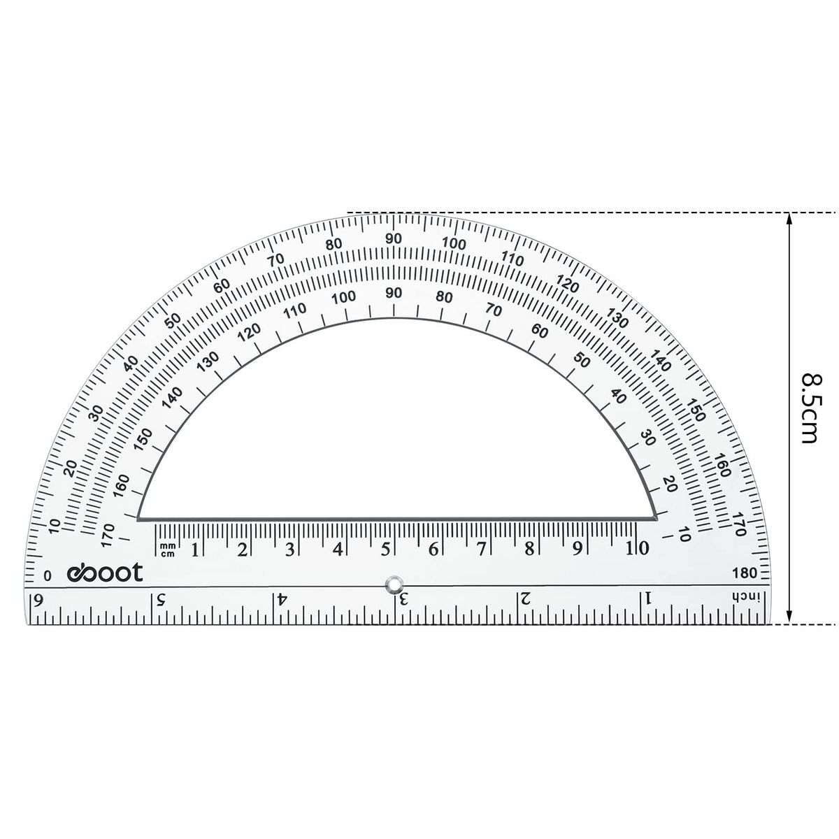 EBOOT 24 Pack Plastic Protractors Math Protractor 180 Degrees 6 Inch (Clear)