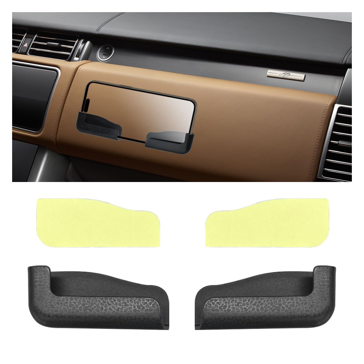 smilfuy 2PCS Multifunctional Mobile Phone Bracket - Wall Mount Phone Holder with Adhesive - Phone Stand Car Gravity Holder - Adjustable Width Auto Dashboard Cell Phone Mount Cradle (Black)