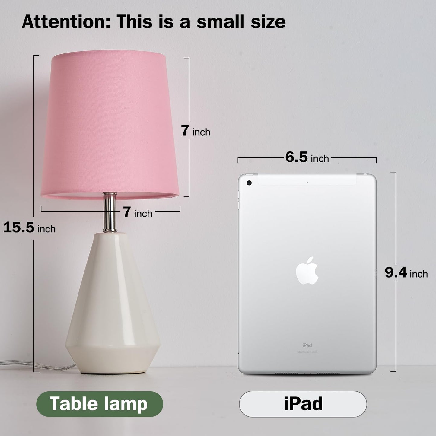 bdayanx Small Bedside Table Lamp for Bedroom-Reading Desk Lamp Set of 2,with 3 Color Temperatures,15.5" Nightstand Ceramic Lamp with Fabric Shade for Kids Room,Living Room,Dorm,Home Office