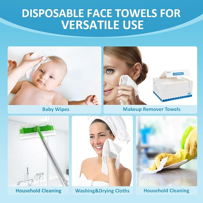 HOMEXCEL Face Towels 50 Count, Disposable Makeup Remover Wipes, Super Soft
