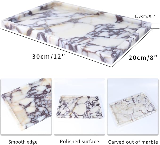 Real Luxurious Natural Marble Vanity Tray Genuine Marble/Stone Storage Tray
