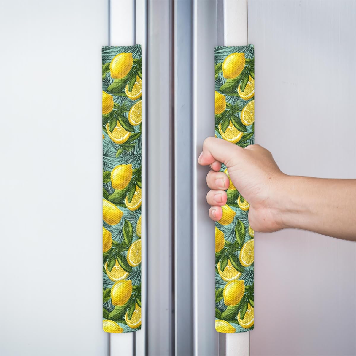 Pardick Refrigerator Door Handle Covers Set of 2, Lemon Flowers Fridge Handle Covers Appliance Handle Covers Protector for Microwave Oven Stove Dishwasher, Keep Your Kitchen Appliance Clean