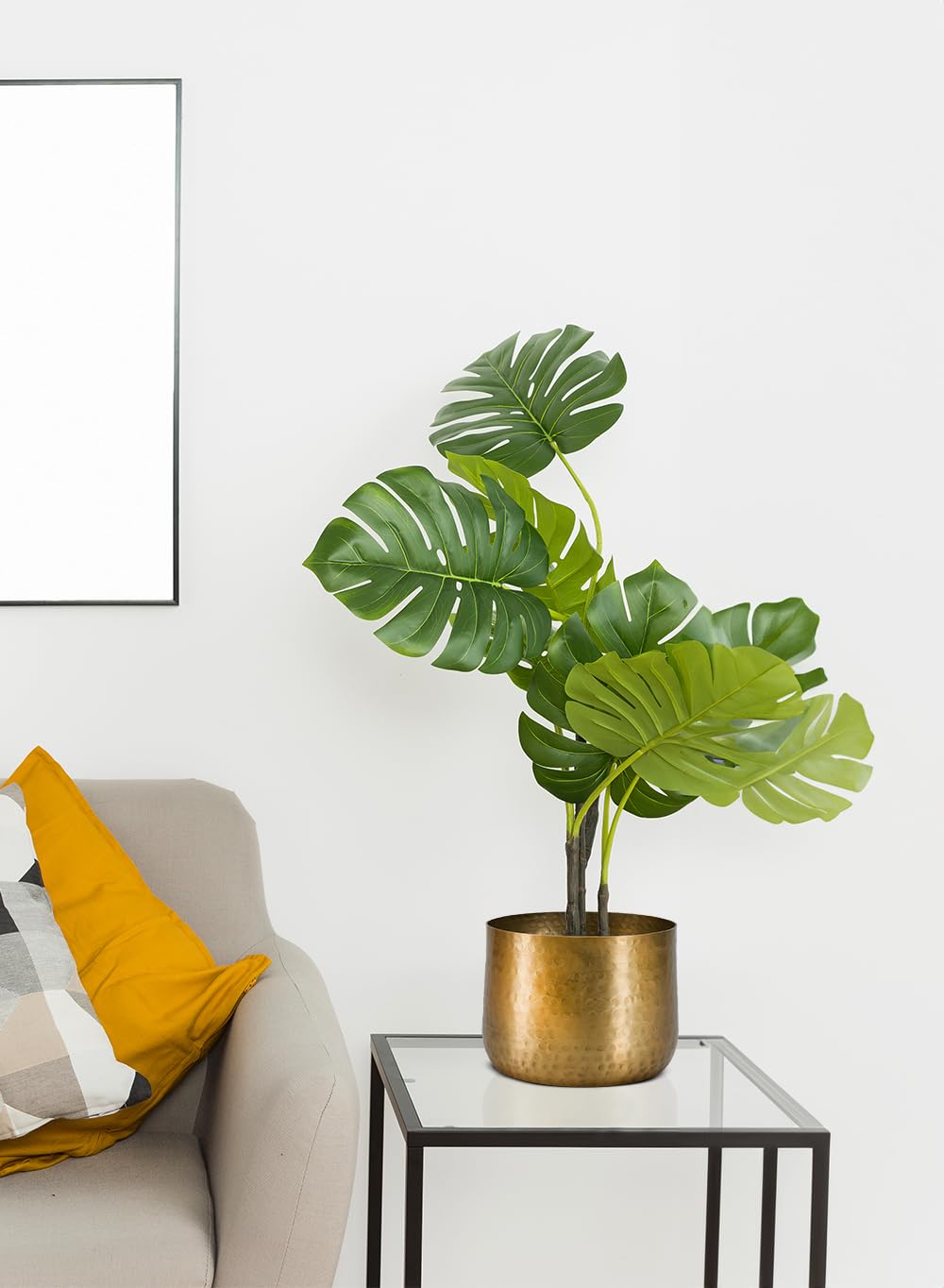 Serene Spaces Living Antique Brass Look Gold Hammered Pots: Stylish Indoor Planter, Idea, Decorative Accent for Potted Plants, 7" Diameter & 5.25" Tall