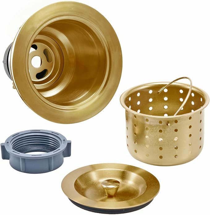 KONE 3-1/2 Inch Brass Sink Drain, Durable Stainless Steel Brass Kitchen Sink