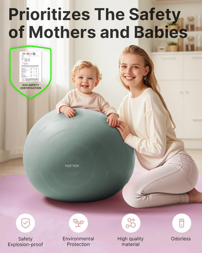 YOTTOY Anti-Burst Exercise Ball for Working Out, Yoga & Pregnancy, Extra Thick Workout Ball for Physical Therapy & Fitness