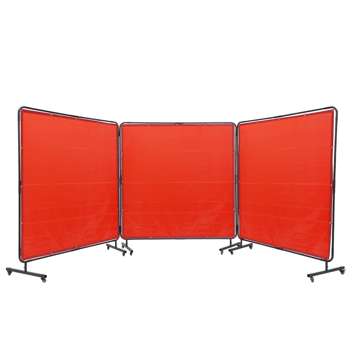 VEVOR Welding Screen with Frame, 6' x 6' 3 Panel Welding Curtain Screens on 12 Swivel Wheels (6 Lockable), Welding Protection Screen Moveable & Professional for Workshop, Red