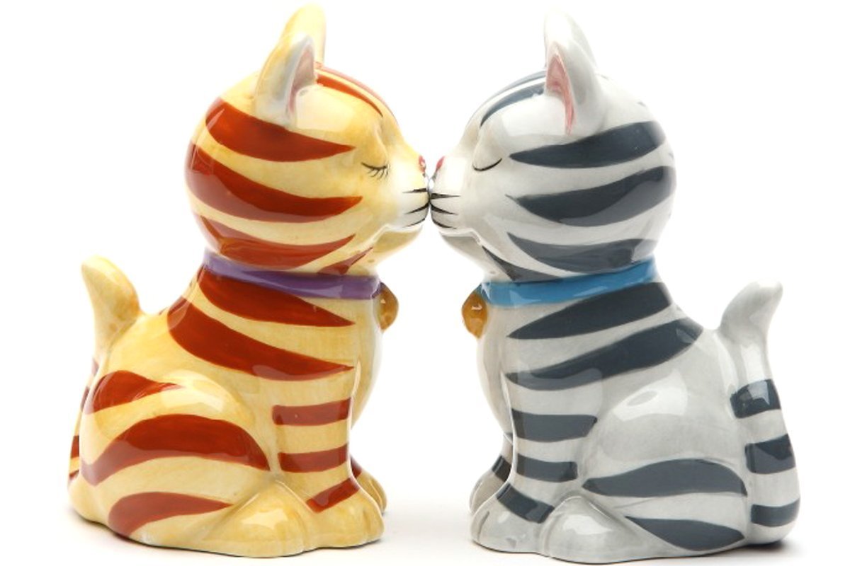 Kittens With Stripes Salt and Pepper Shakers Magnetic Ceramic