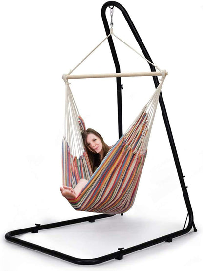 FANTASK Adjustable Hammock Stand, Outdoor Height Adjustable Solid Steel Heavy Duty Stand, Outdoor & Indoor Arc Hanging Hammock Stand for Hammock Air Porch Swing Chair, 75" to 94.5"