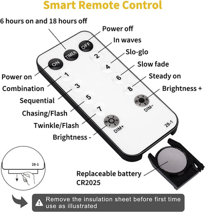 Star String Lights Plug in - 33 ft 100 LED Star Fairy String Lights with Remote and Timer, Waterproof for Bedroom Porch Wedding Party Patio Garden Tent Indoor Outdoor Décor, Warm White