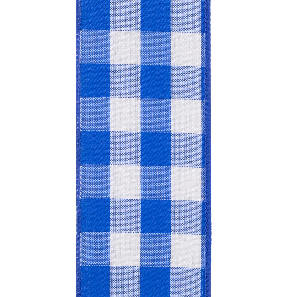 Royal Blue Plaid Wired Ribbon - 2 1/2" x 10 Yards, 4th of July, America 250, Father's Day, Presents, Wreath, Police Support, Birthday, Wedding, Farmhouse, Veterans Day, Labor Day, School Graduation