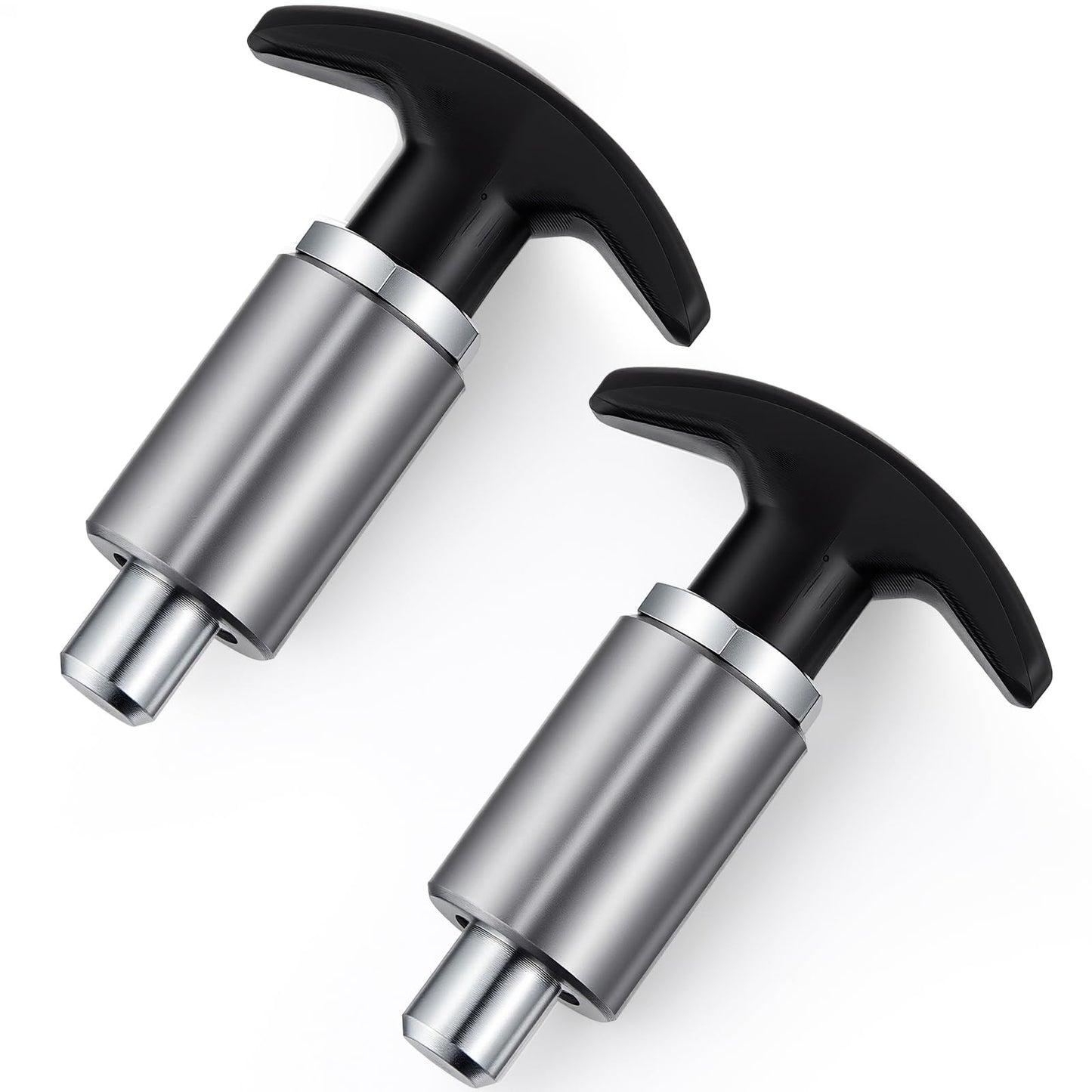 Otoolling 2 Pcs Steel Handle Locking Spring Loaded Pull Pin T Knob Spring Plunger Loaded Pull Pop Pin Shank Knob Plastic Handle for Welding Shelve Industrial Rack System Fitness 3.15 Inch (1/2 Inch)