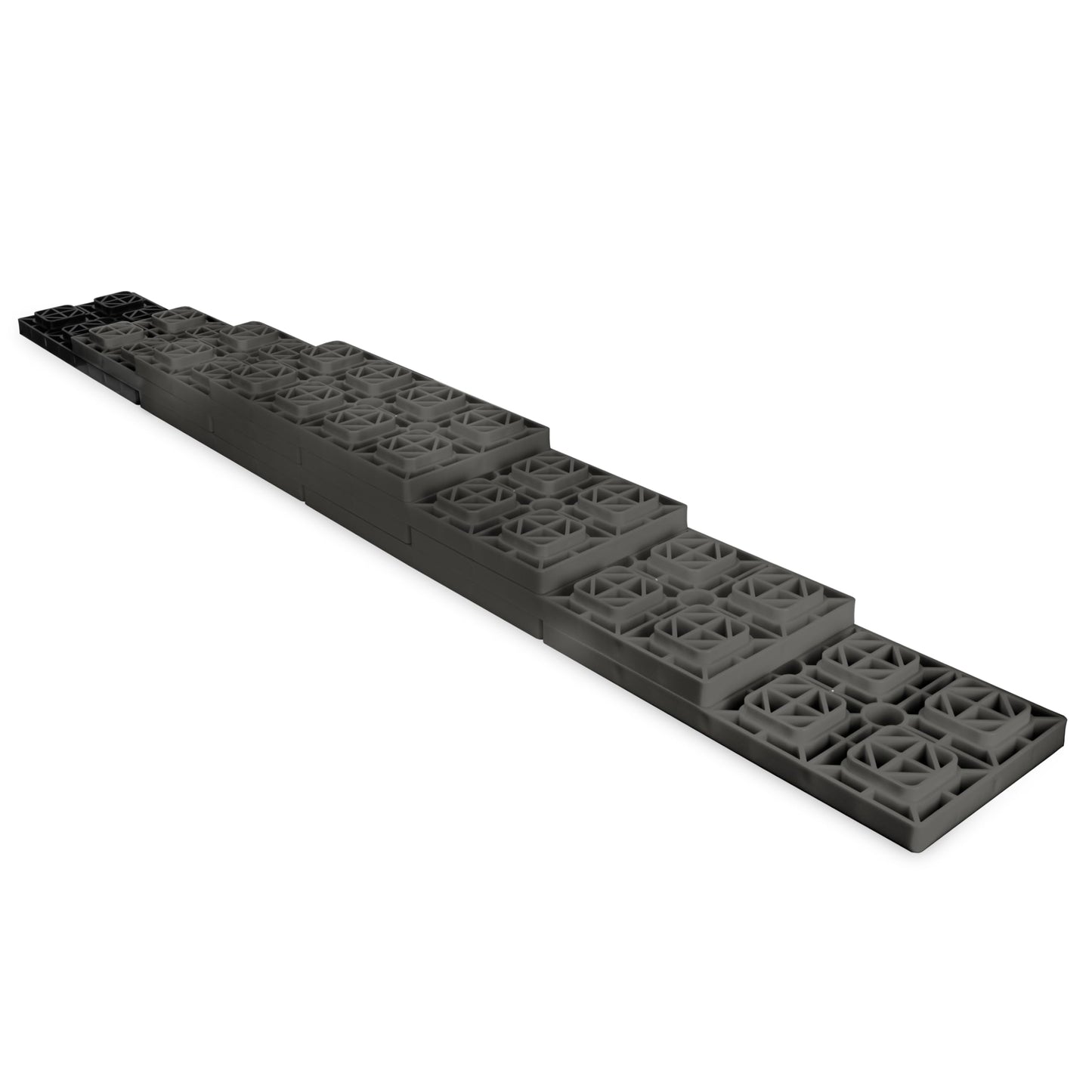 Camco Fasten RV Leveling Blocks - Features Interlocking Design for Customizable Height - Carrying Handle Twists to Secure Blocks for RV Storage - Measures 17” x 8.5” x 1”, 10-Pack (21025)