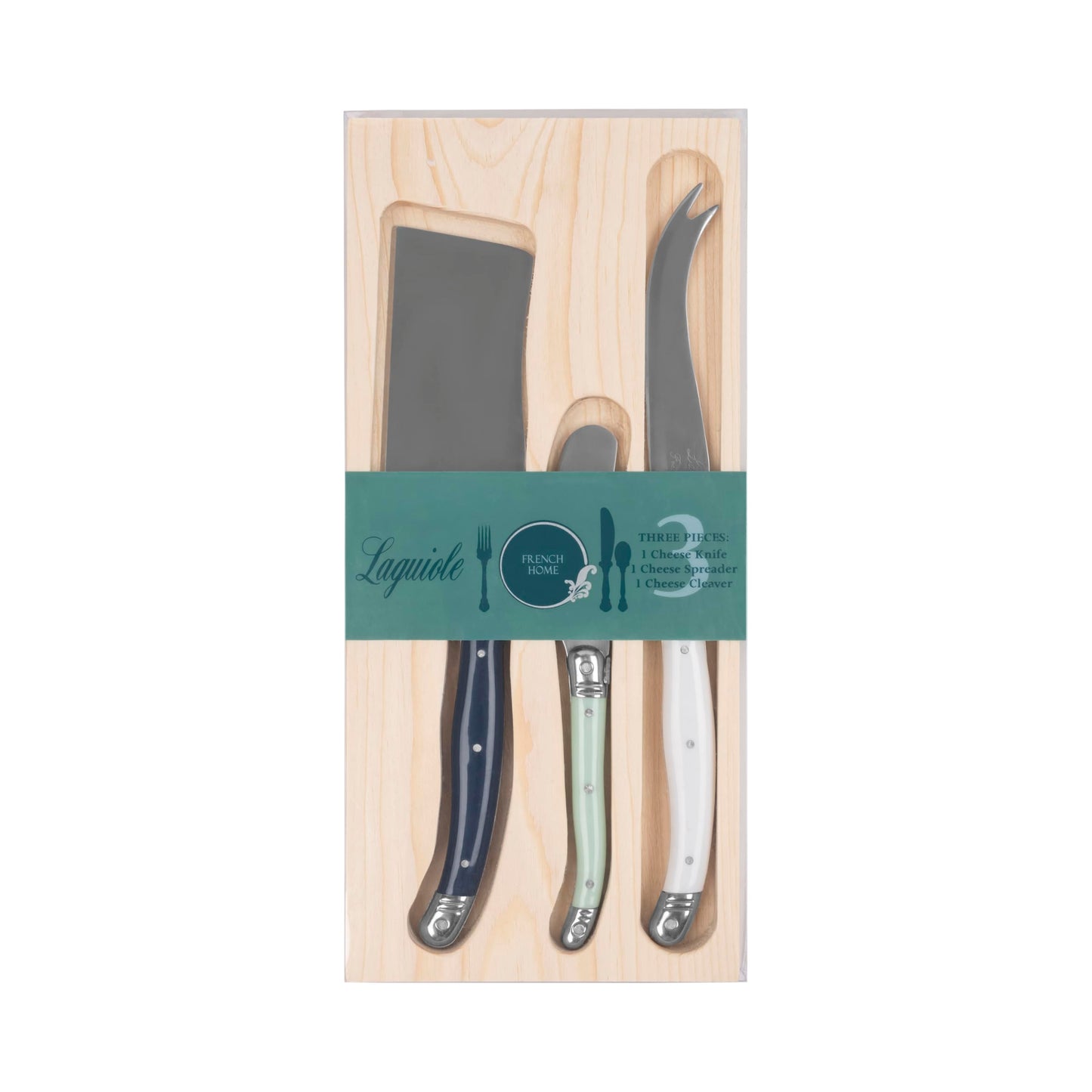 French Home Laguiole Set of 3 Lg Cheese Knives - Sea Salt