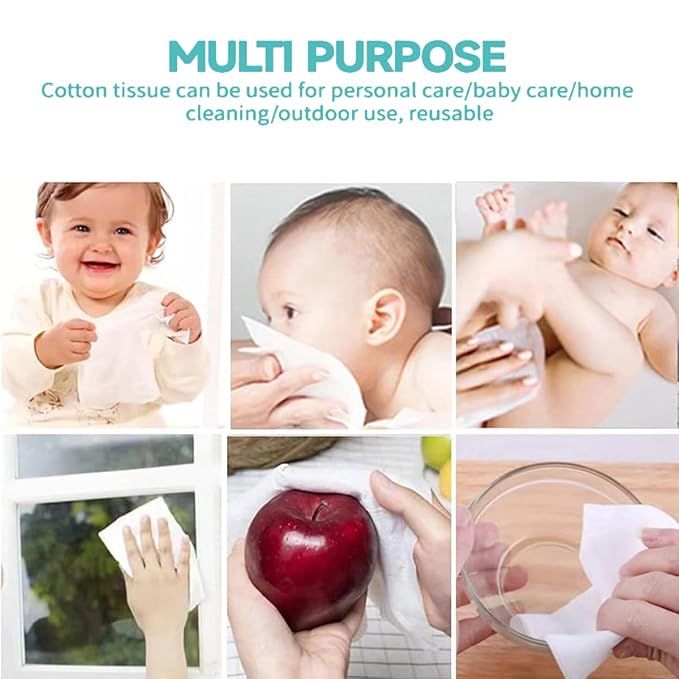 MSOEUESO Soft Dry Wipes Cotton Facial Tissues, Cotton Face Towel