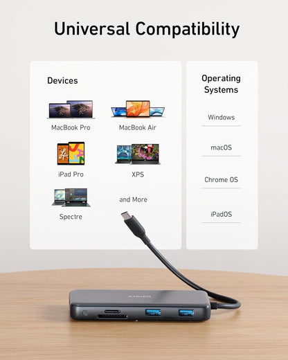 Anker 555 USB-C Docking Hub (8-in-1) PowerExpand Adapter, 85W Power Delivery, 4K 60Hz HDMI, 10Gbps USB-C & 2 USB-A Data Ports, Ethernet Port, MicroSD & SD Memory Card Reader, for MacBook Pro and More