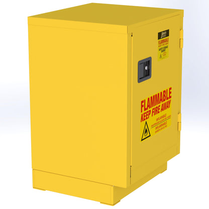 Jamco 12 Gallon Under Counter Flammable Safety Cabinet, Steel Flammable Storage Cabinet with Lockable Manual Closing Doors, Non Forkliftable, 24-Inch x 22-Inch x 35-Inch, Yellow