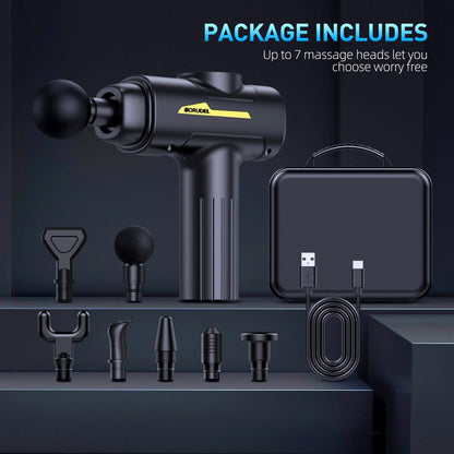 Massage Gun,Massage Gun Deep Tissue for Pain Relief with 7 Massage Heads & 6 Speeds and Carrying Case (Green)
