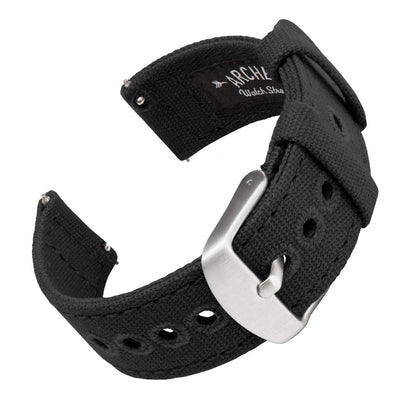 Archer Watch Straps - Canvas Quick Release Watch Bands (Black, 20mm)