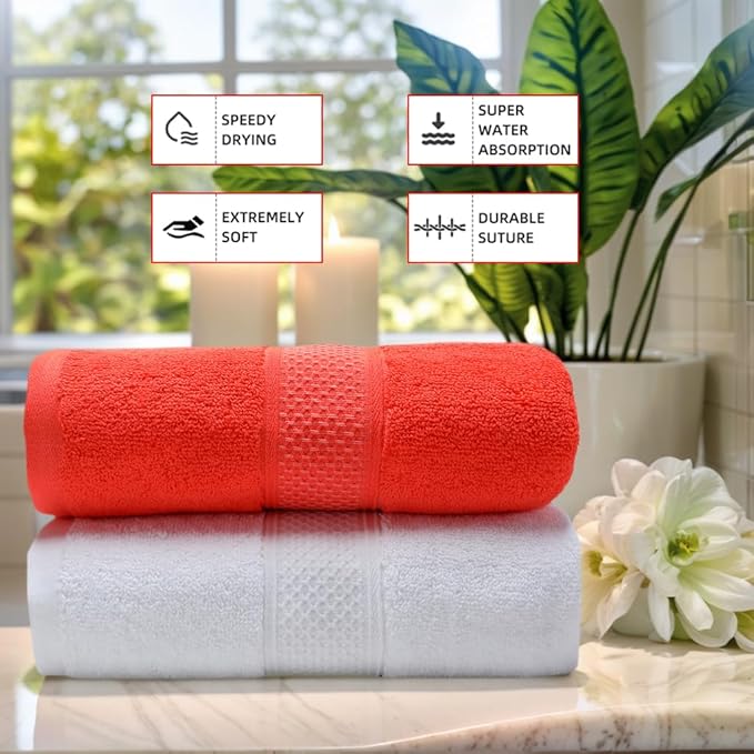 Cotton Bath Towels Set, 2-Piece Set Super Absorbent Quick Drying, Suitable