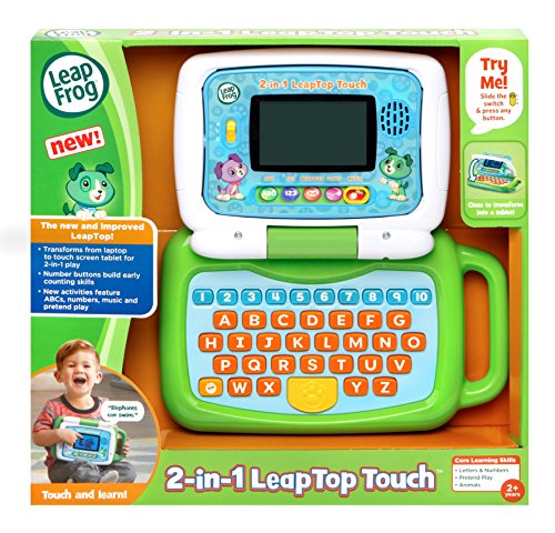 LeapFrog 2 in 1 LeapTop Touch Laptop, Green, Learning Tablet for Kids with 10 Modes of Play, Kids Laptop with Letters, Numbers, Vocabulary and Animals, Learning Toy Laptop for Kids Ages 2 Years +
